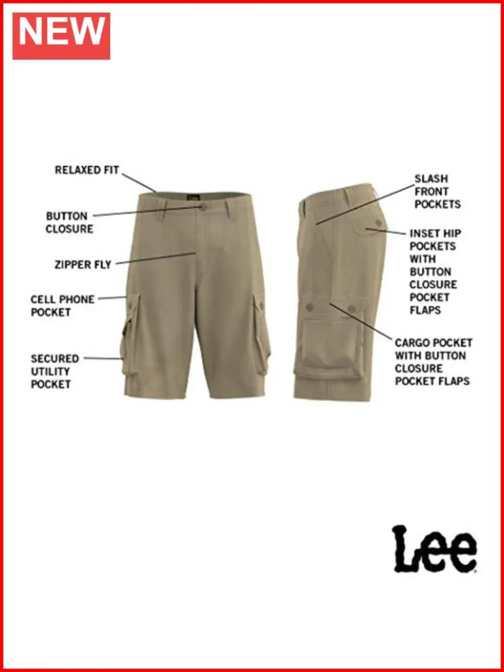 Men's Loose Fit Cargo Shorts with Belt 9 Pockets Cotton Blend